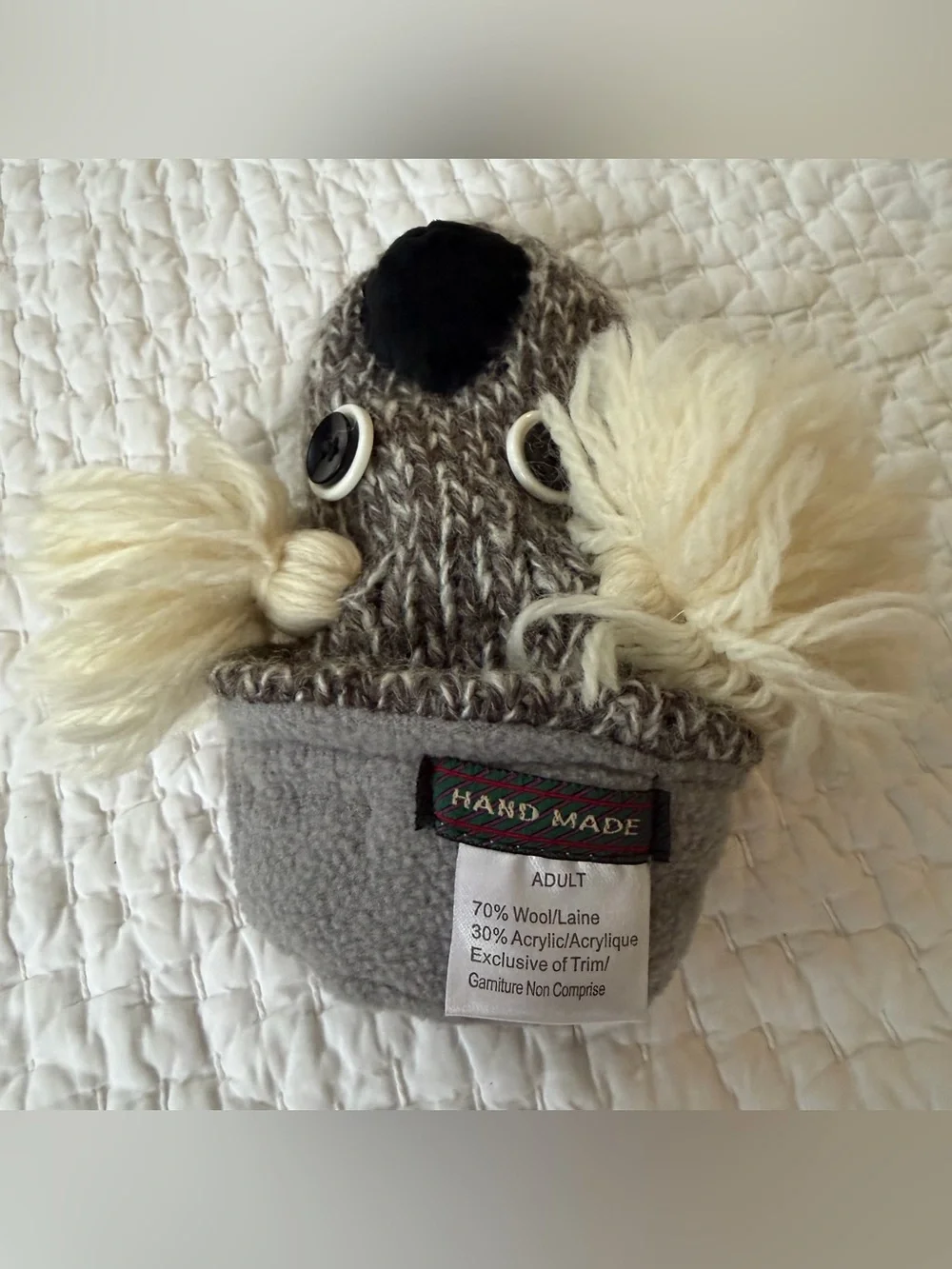 deLux Brand Adult Sock Monkey Knit Hat With Ear Flaps and Mittens Set